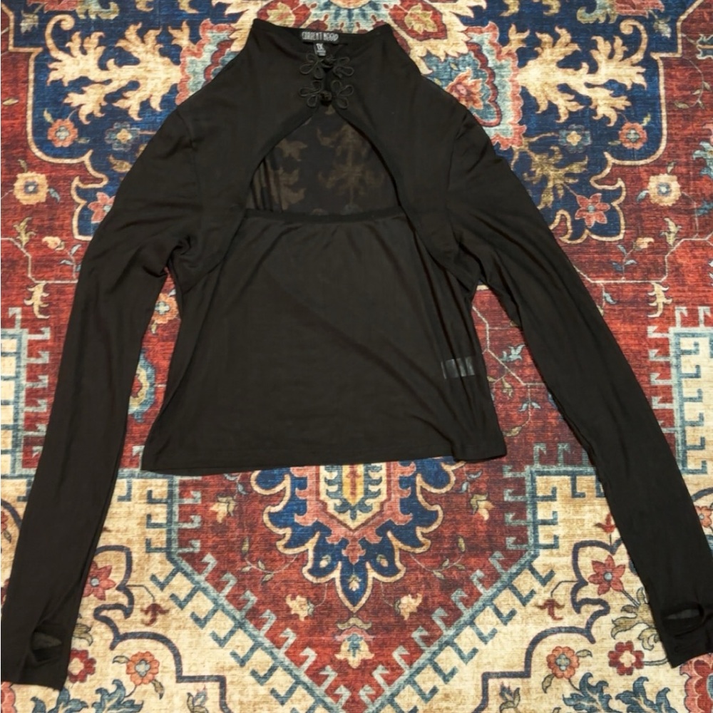 Current mood black sheer long sleeve
